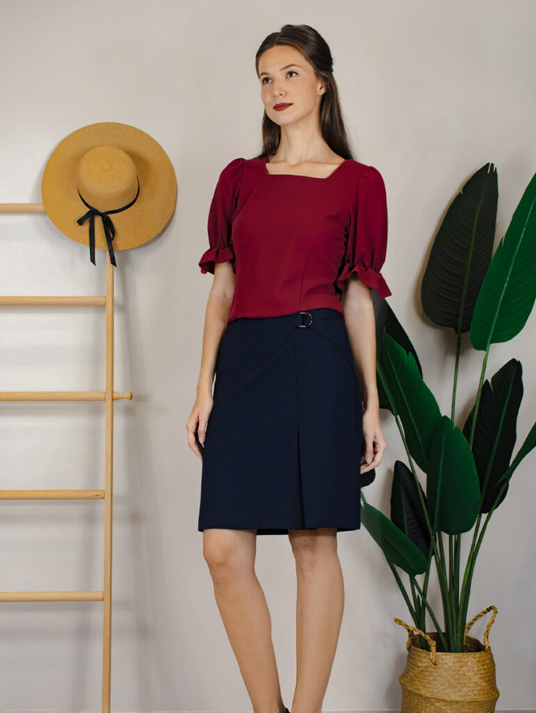 Echo in Blue Collared Top